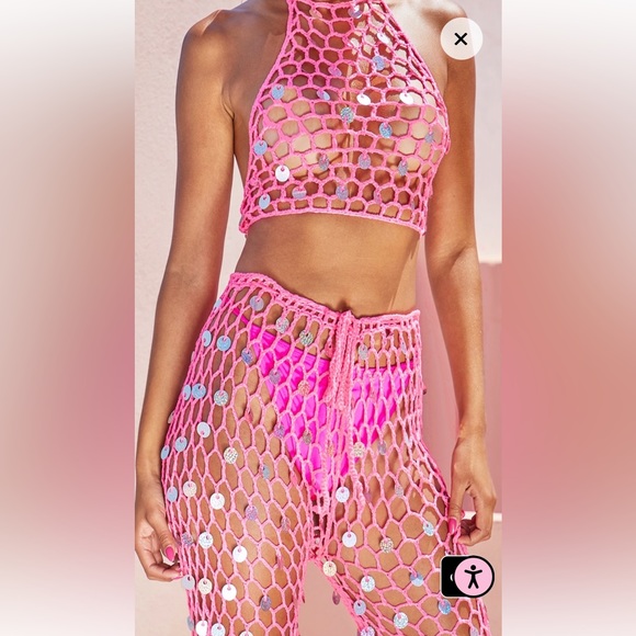 NWT Pink Crochet Disco Outfit - Picture 4 of 5
